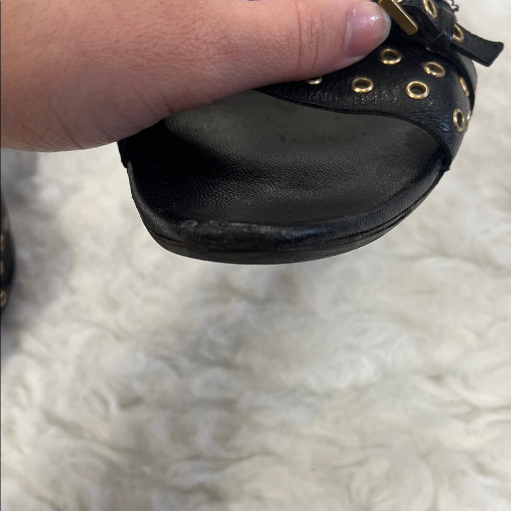 Gucci Black Leather Grommet Heels - Picture 5 of 8
